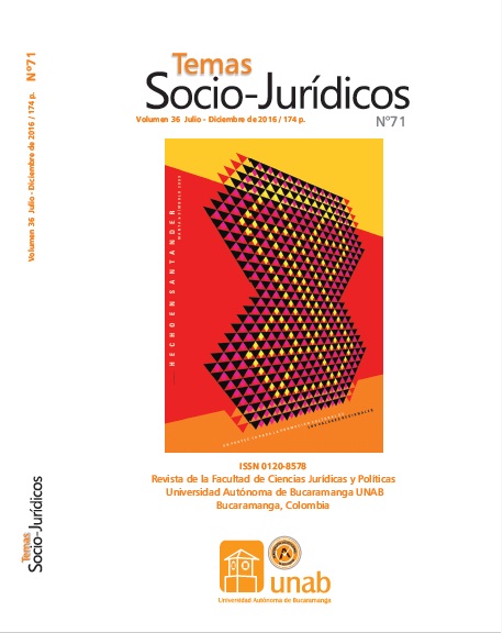 					Ver Vol. 35 Núm. 71 (2016): Temas Socio-Jurídicos
				